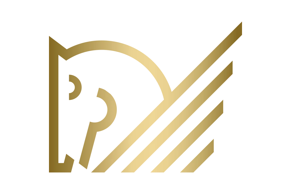 Elegant Golden Horse Logo Symbolizing Strength and Speed