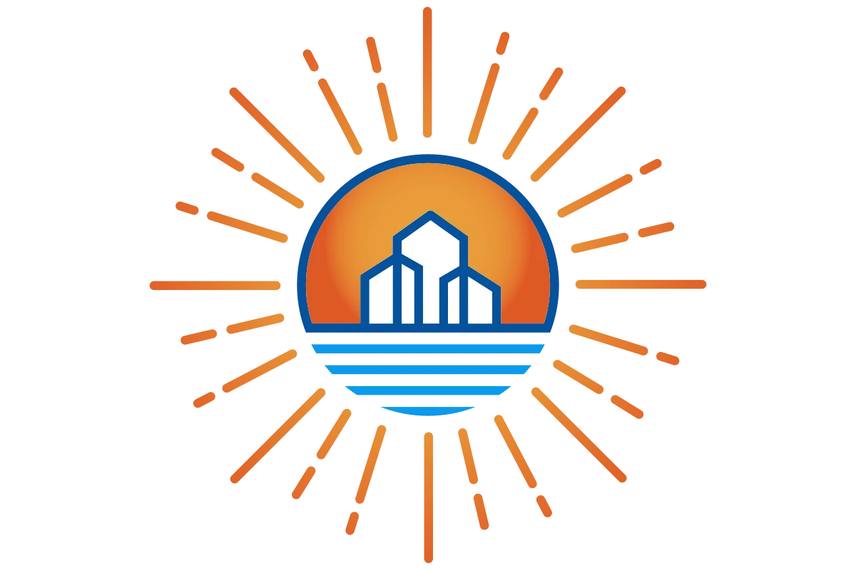 Modern Real Estate Growth Logo with Sunrise Design
