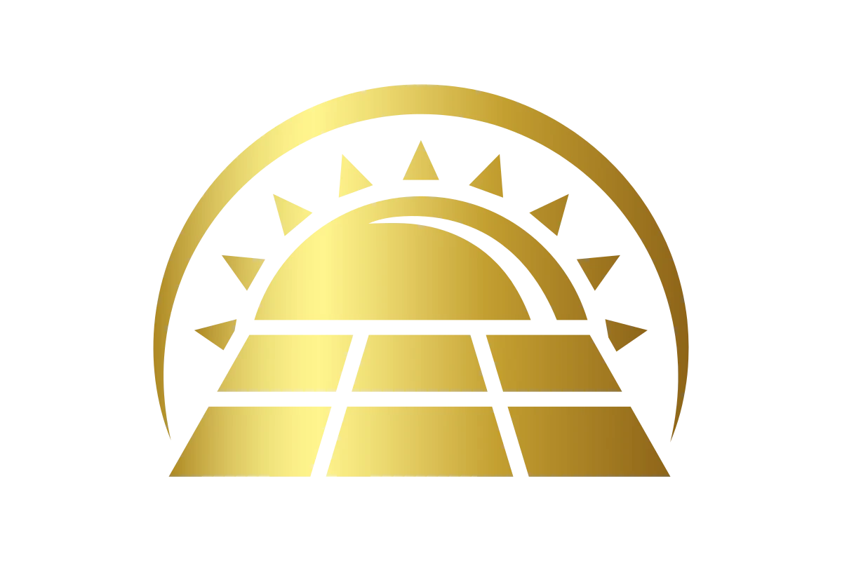 Innovative Gold Solar Energy Icon for Sustainability