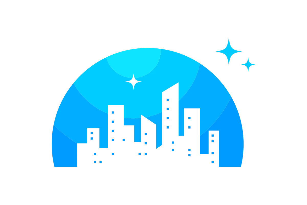 Modern City Skyline Design with Stars and Innovation