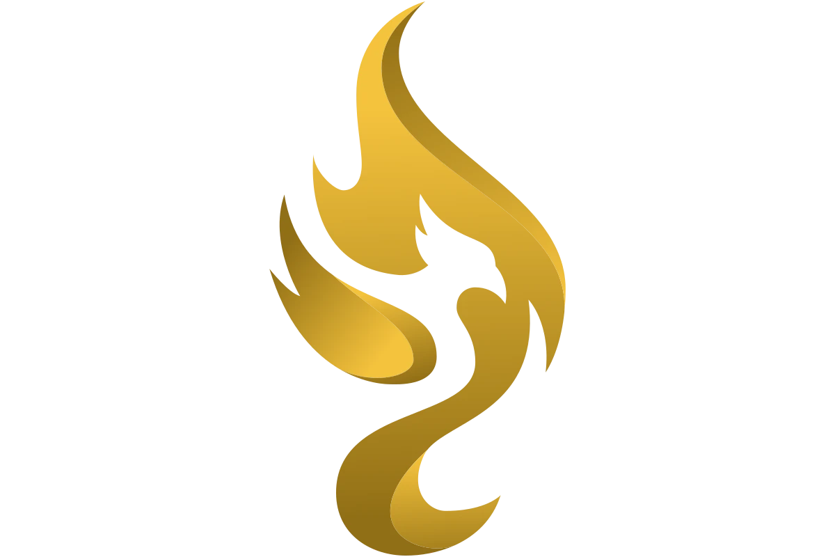 Elegant Gold Phoenix Icon for Growth and Transformation