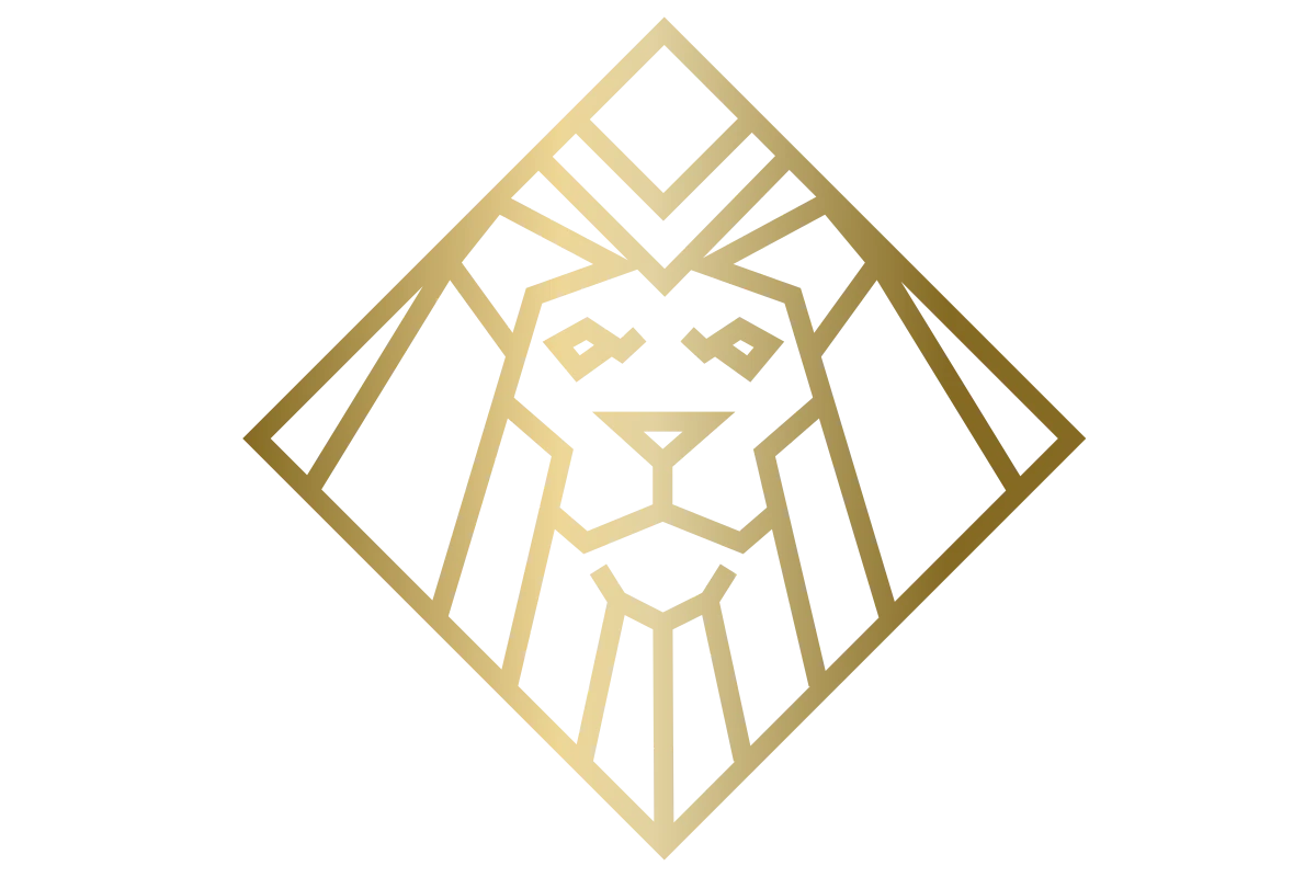Elegant Gold Lion Icon - Strength and Majesty
