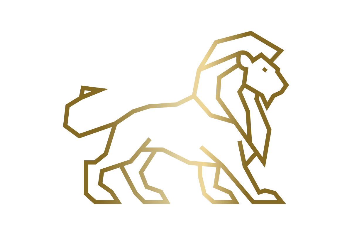 Elegant Gold Lion Symbol - Strength and Majesty
