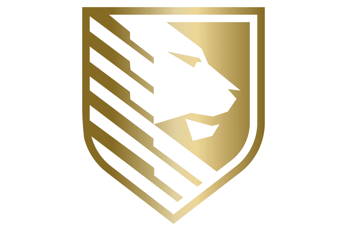 Elegant Gold Lion Shield Emblem for Strength and Authority