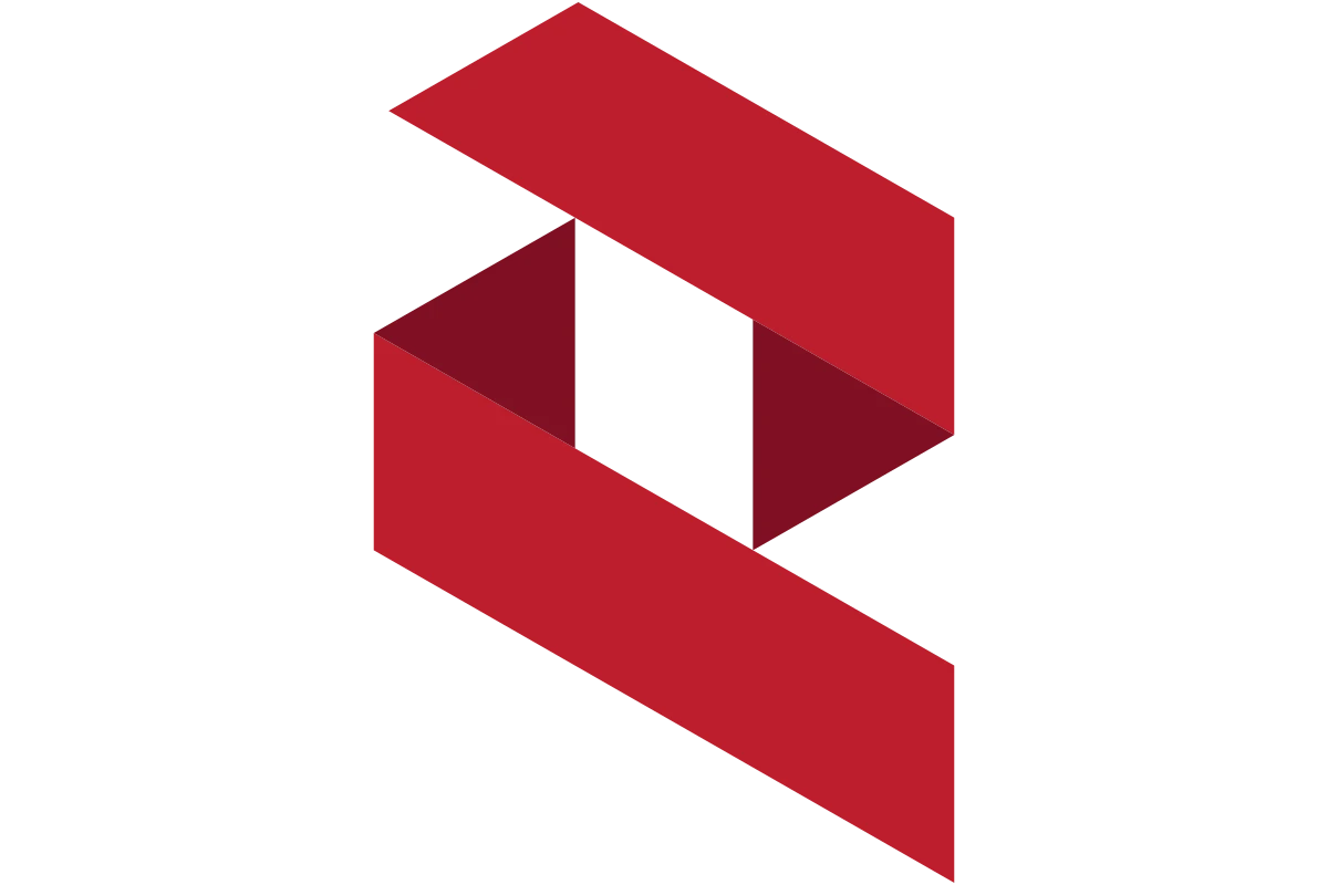 Innovative Abstract Red Logo Design with Geometric Shapes