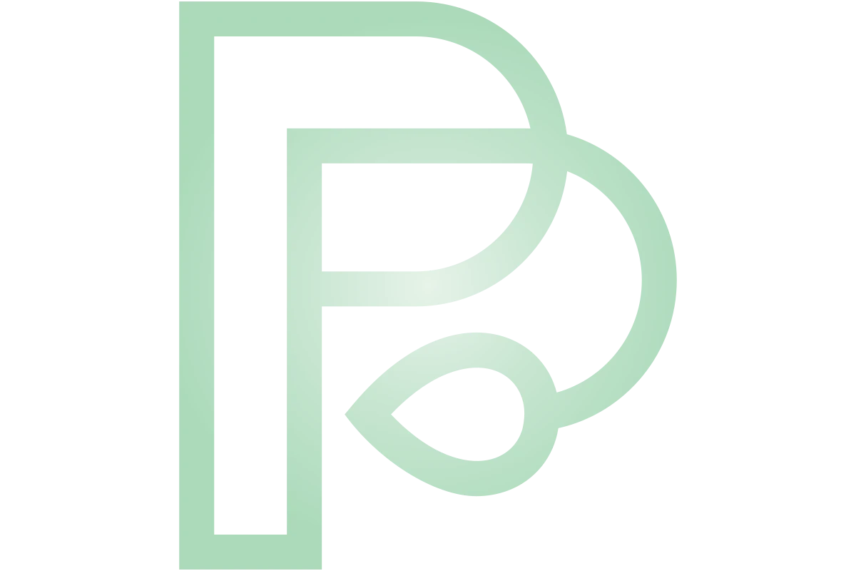 Modern Elegant P Monogram with Leaf Element