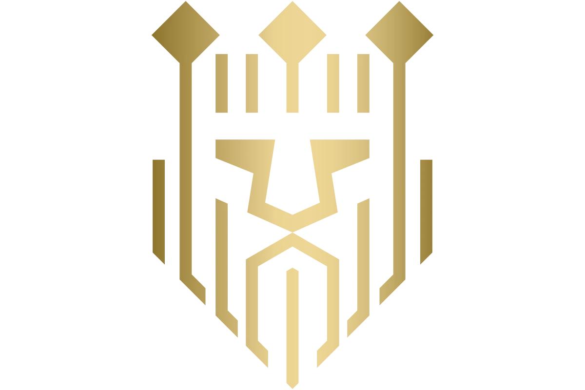 Strength and Power Icon with Lion Motif in Gold