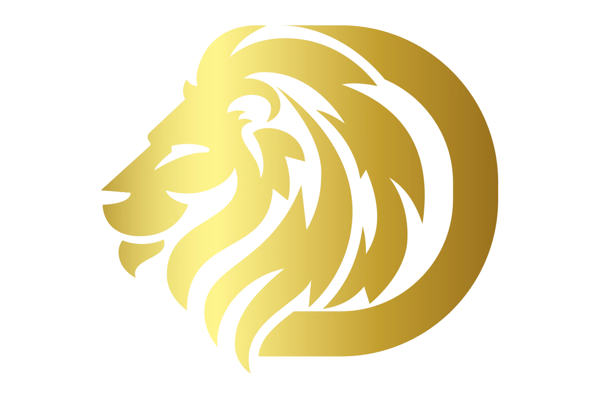 Elegant Gold Lion Logo Design for Strength and Power
