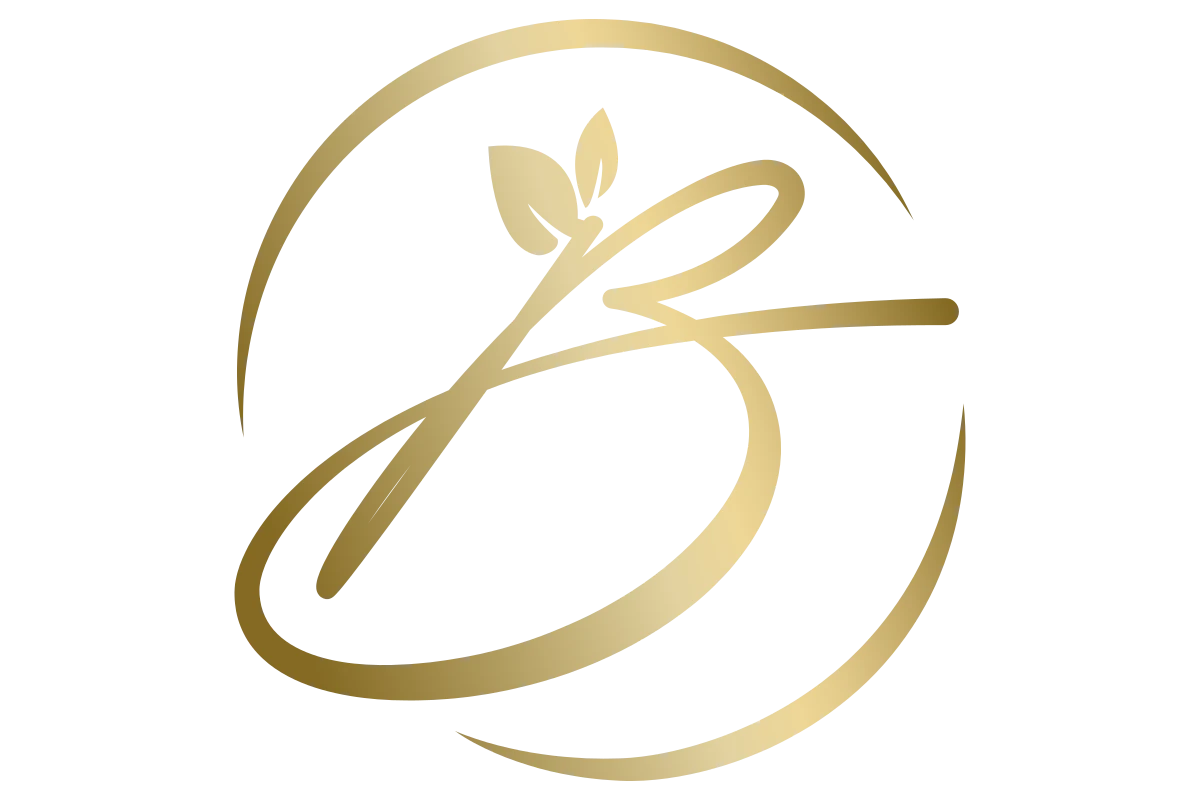 Elegant Beauty Salon Logo with Gold Leaf Accent