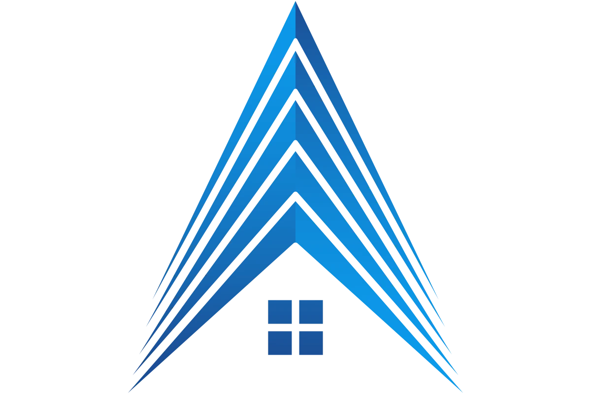 Modern Geometric Real Estate Logo with Blue Tones