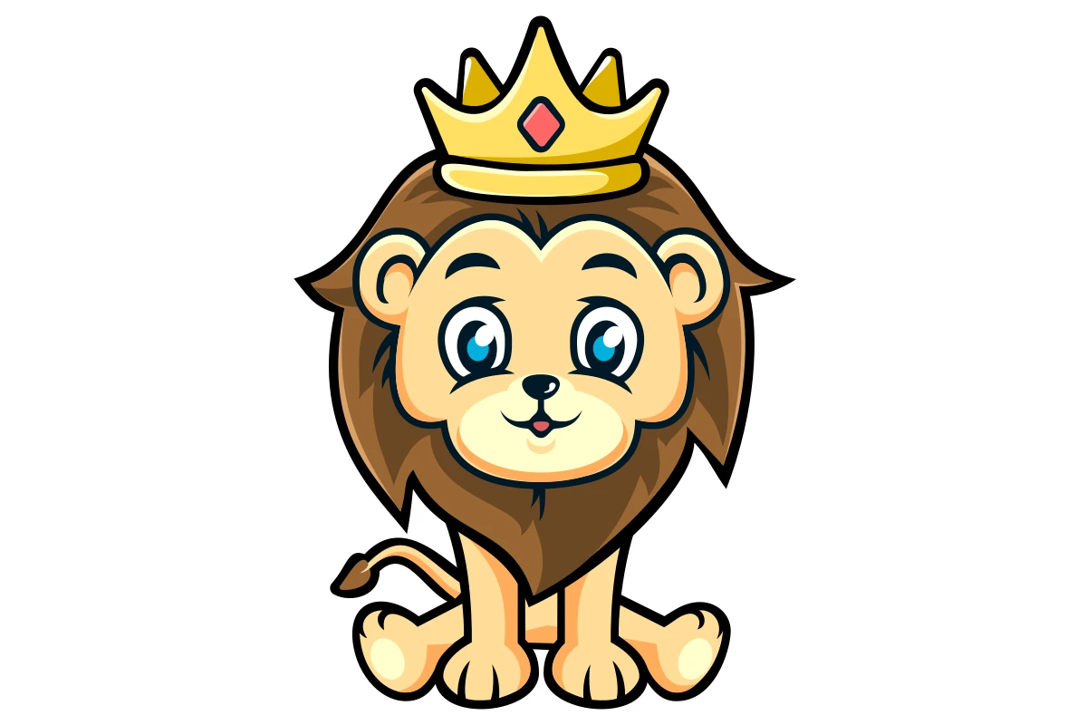 Adorable Lion Mascot with Crown - Cute Character Design
