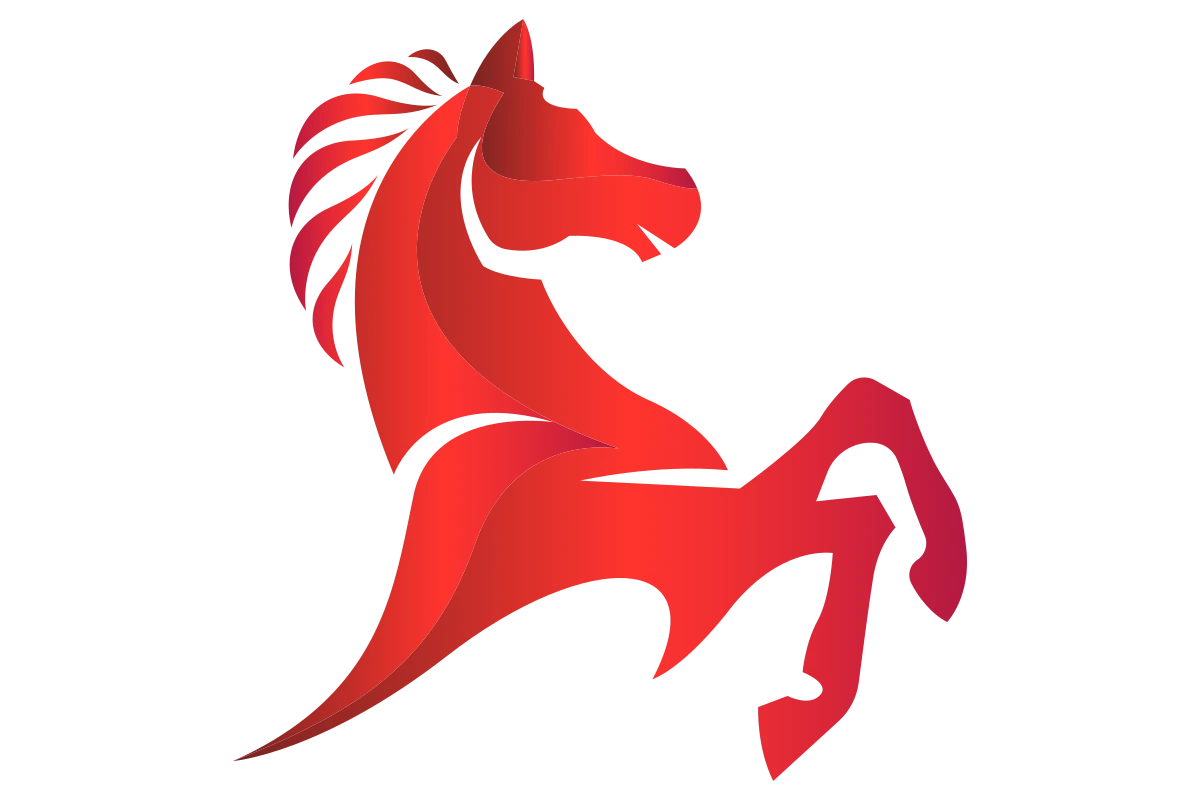 Powerful Red Horse Icon for Strength and Motion