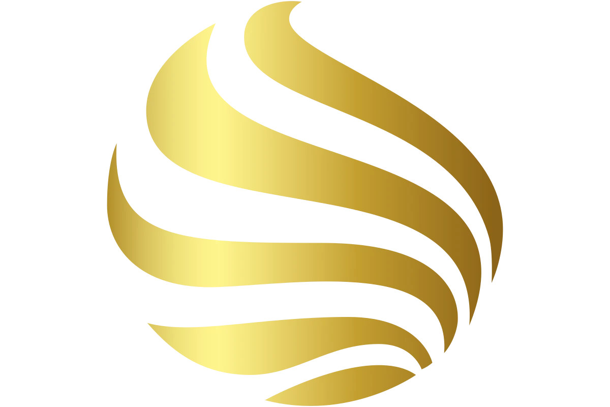 Elegant Gold Wave Sphere Symbol for Luxury Branding