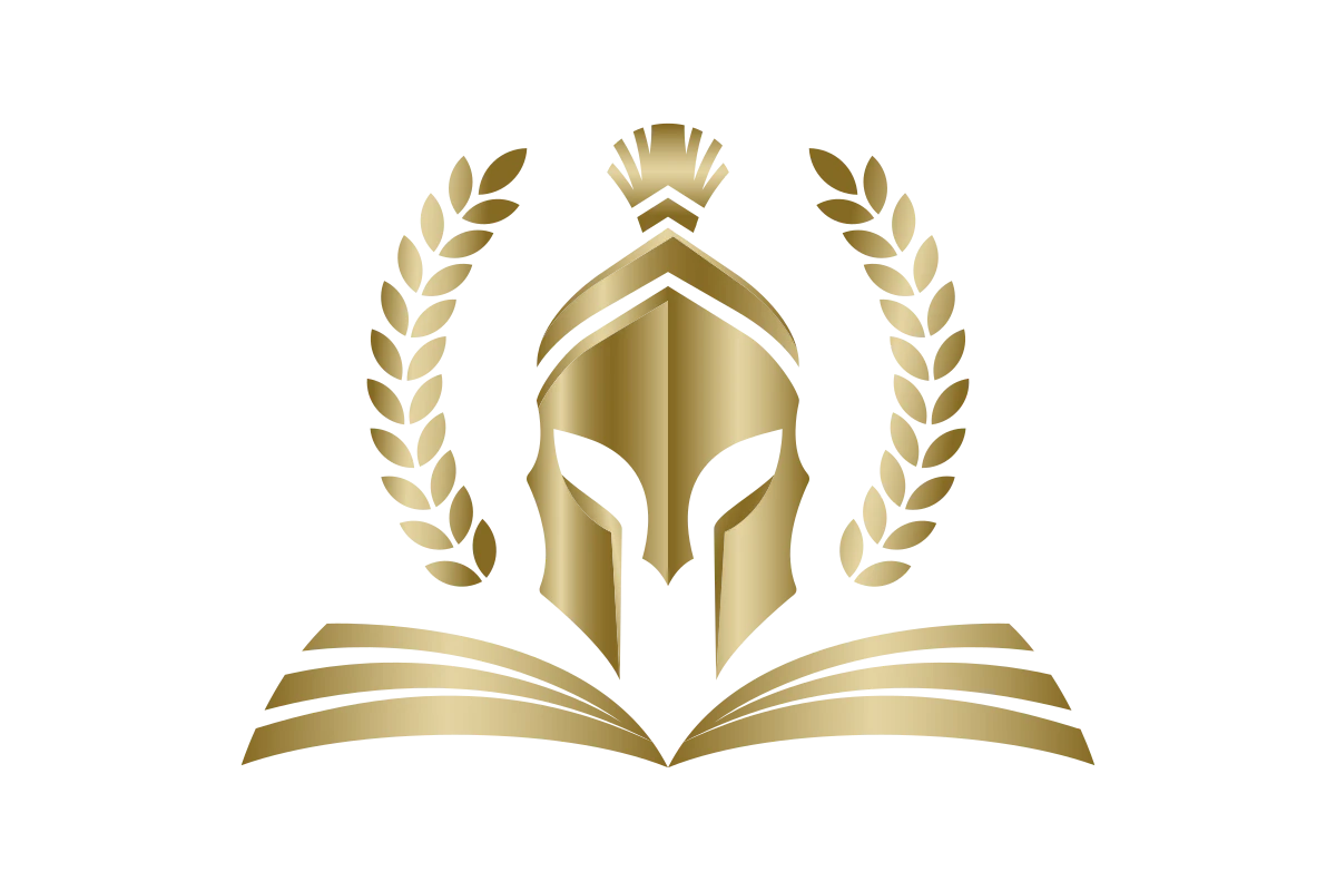 Gold Spartan Helmet Logo for Education and Achievement