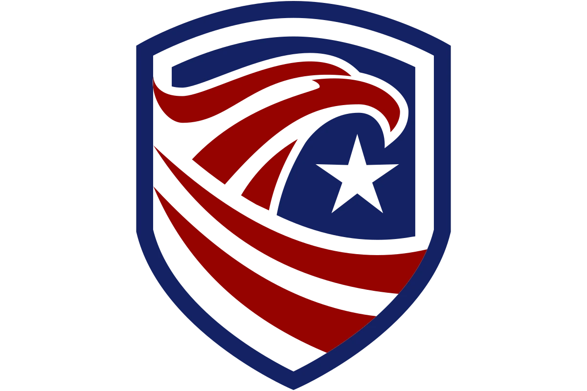 Patriotic Shield Logo with Eagle Symbolizing Strength