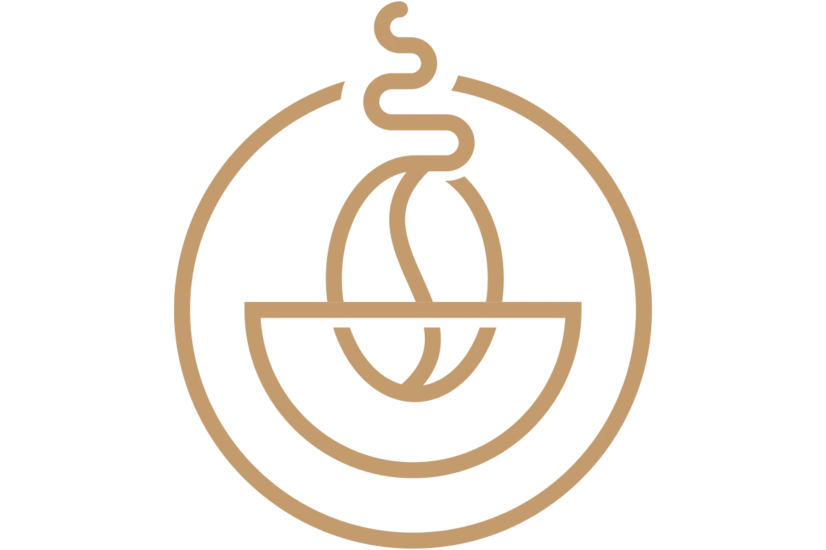 Minimalist Coffee Cafe Logo with Aroma and Bean Symbol