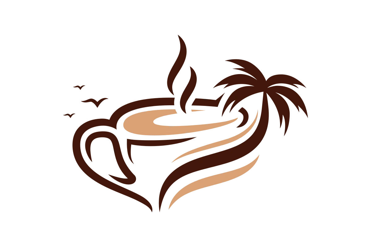 Modern Tropical Cafe Logo with Warm Coffee Vibes
