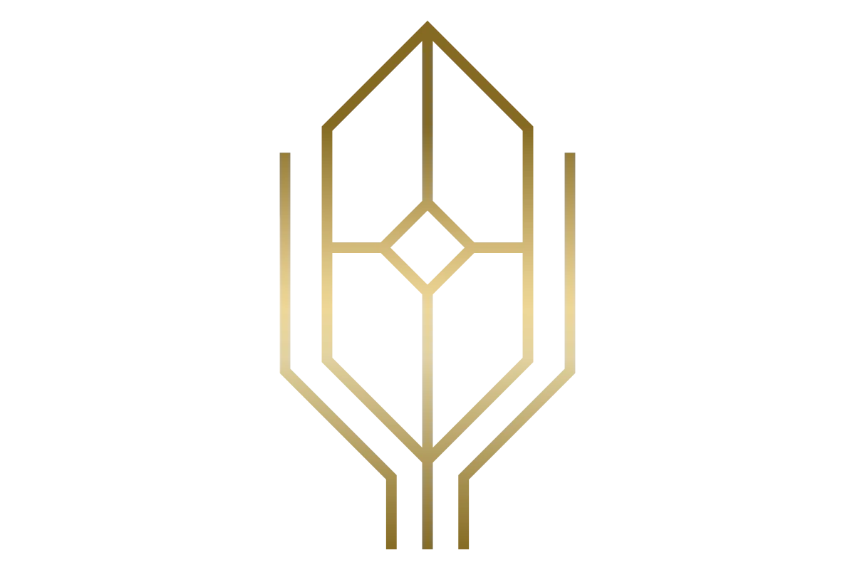 Elegant Gold Abstract Pen Icon for Luxury Interior Design