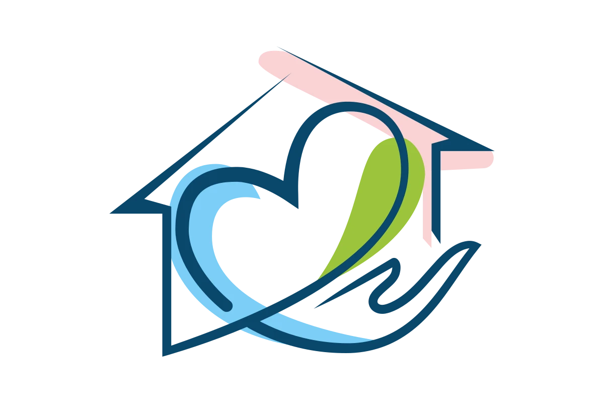 Modern Educational Support Logo with Heart and Leaf