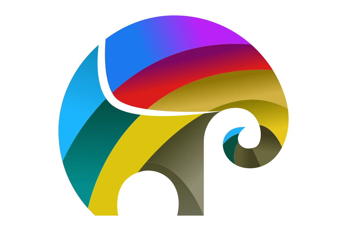 Colorful Abstract Elephant Icon for Artistic Innovations