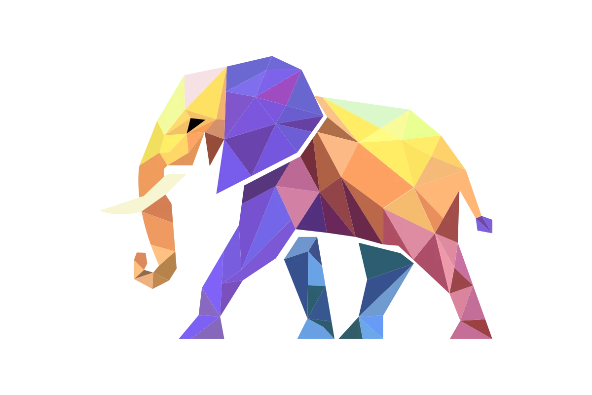 Colorful Abstract Elephant Strength Symbol in Geometric Art
