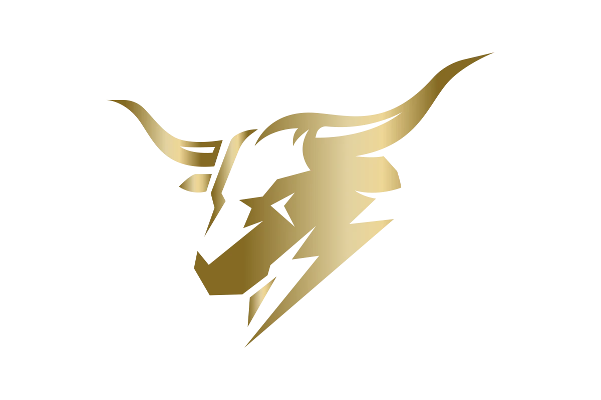 Bold Bull Logo in Gold - Strength and Power Imagery