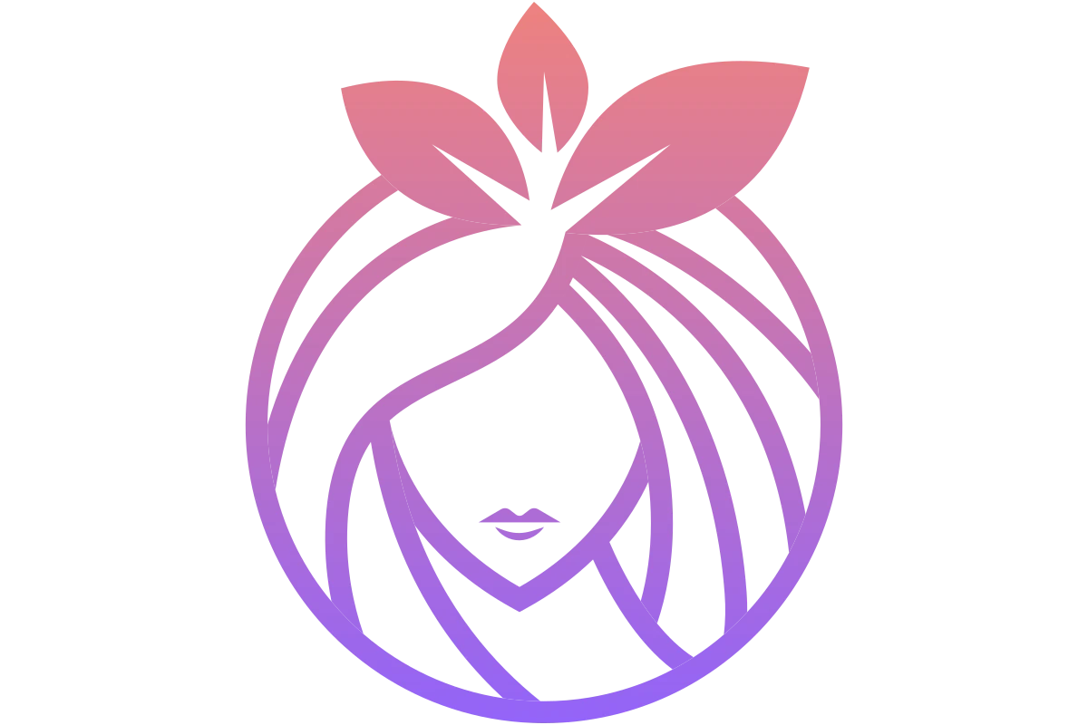 Elegant Beauty Salon Mascot Logo with Leaf Elements