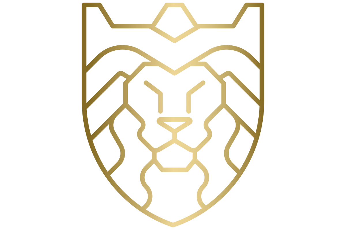 Elegant Gold Lion Shield Emblem for Strength and Protection