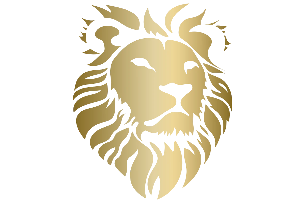 Majestic Lion Icon in Gold for Strength and Power