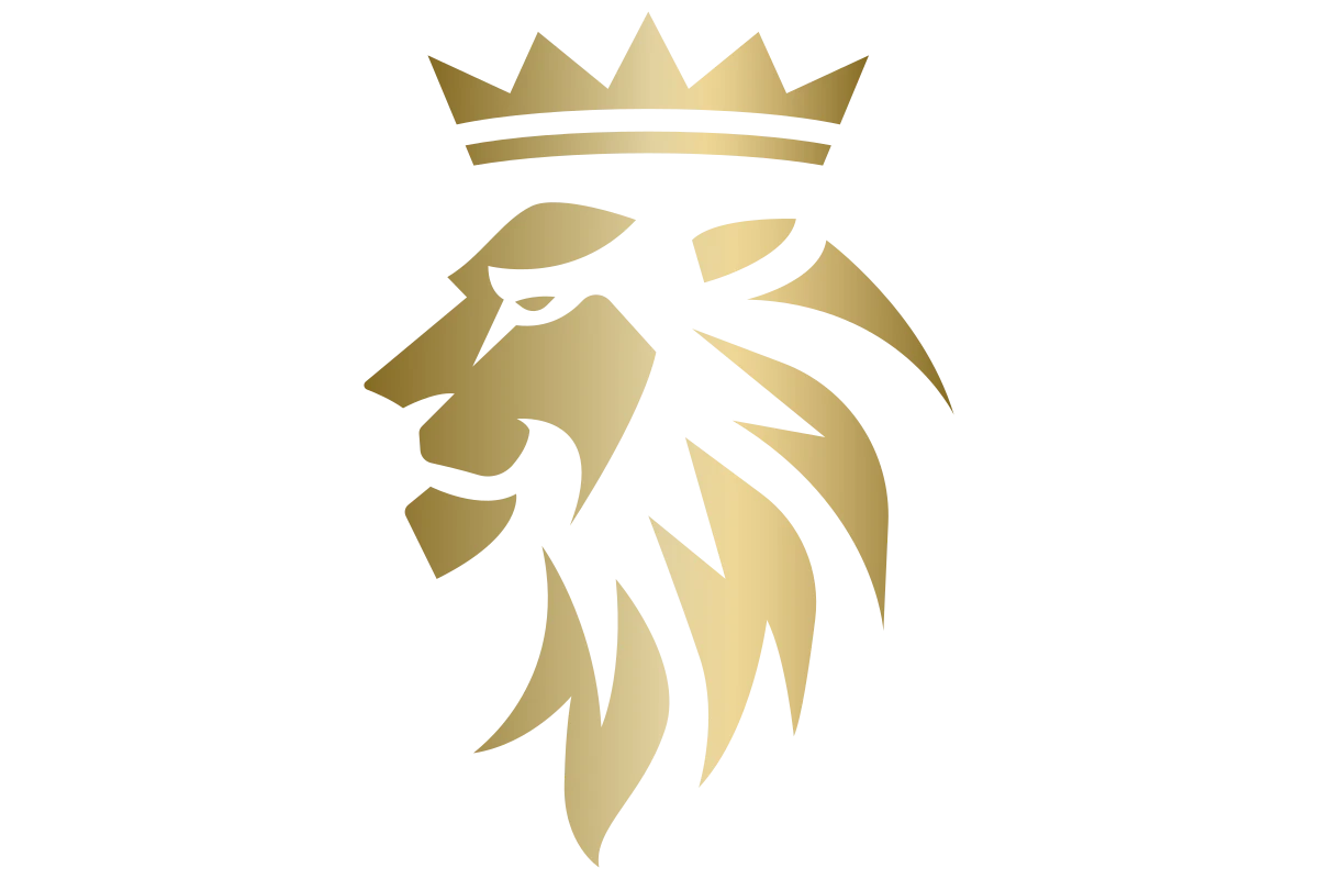 King Lion Emblem - Strength and Majesty in Gold