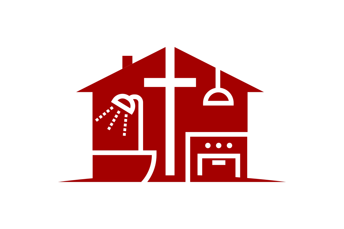 Minimalist Church Home Design with Cross and Kitchen