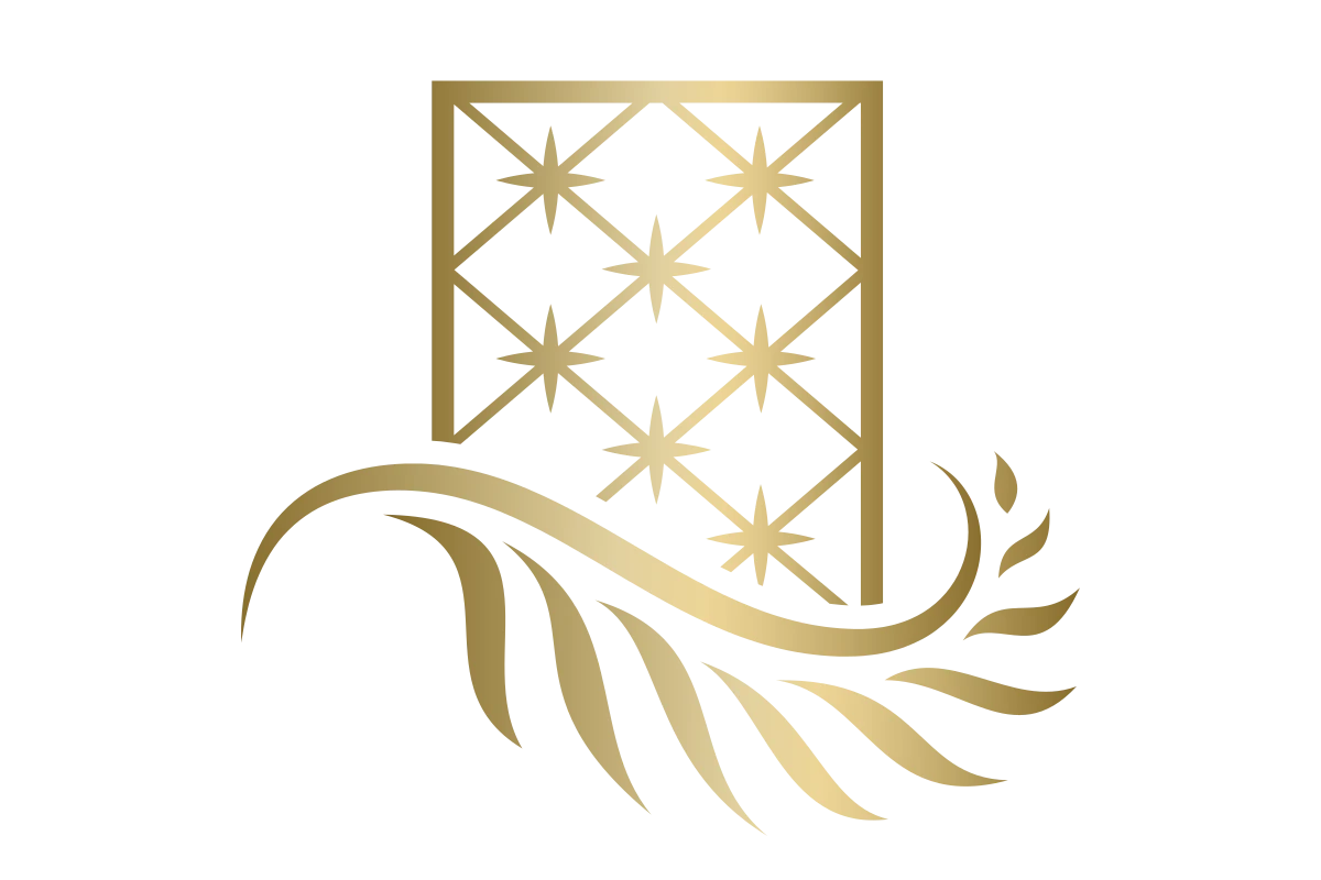 Luxurious Abstract Interior Design Emblem in Gold Style