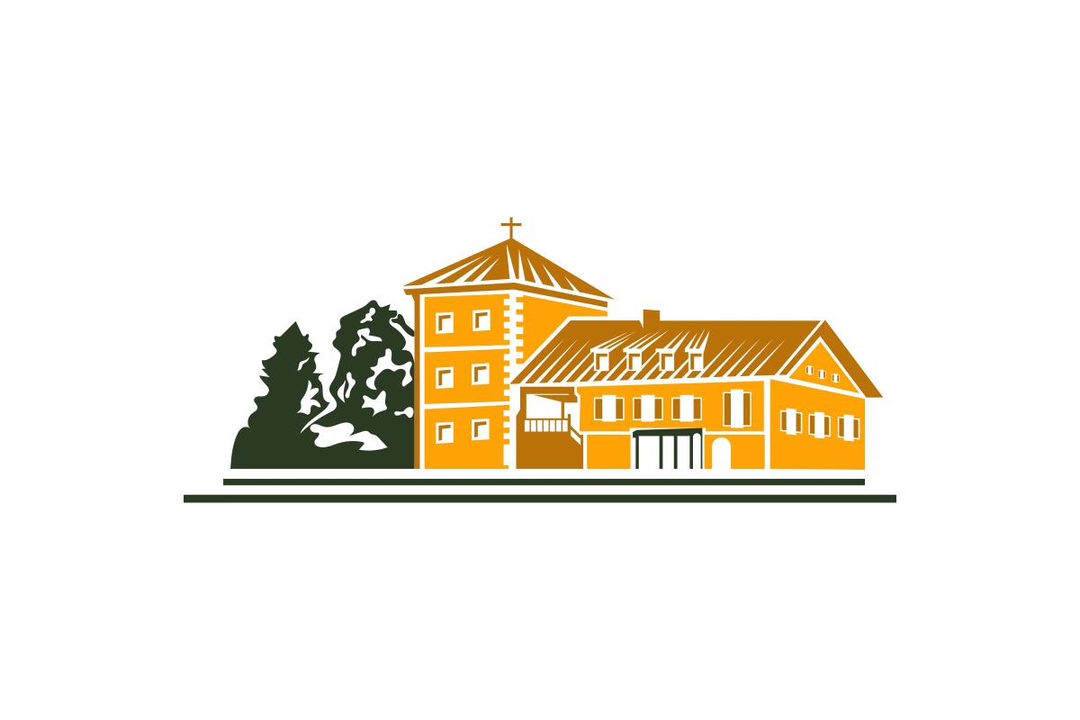 Modern Church Building with Tower and Surrounding Trees