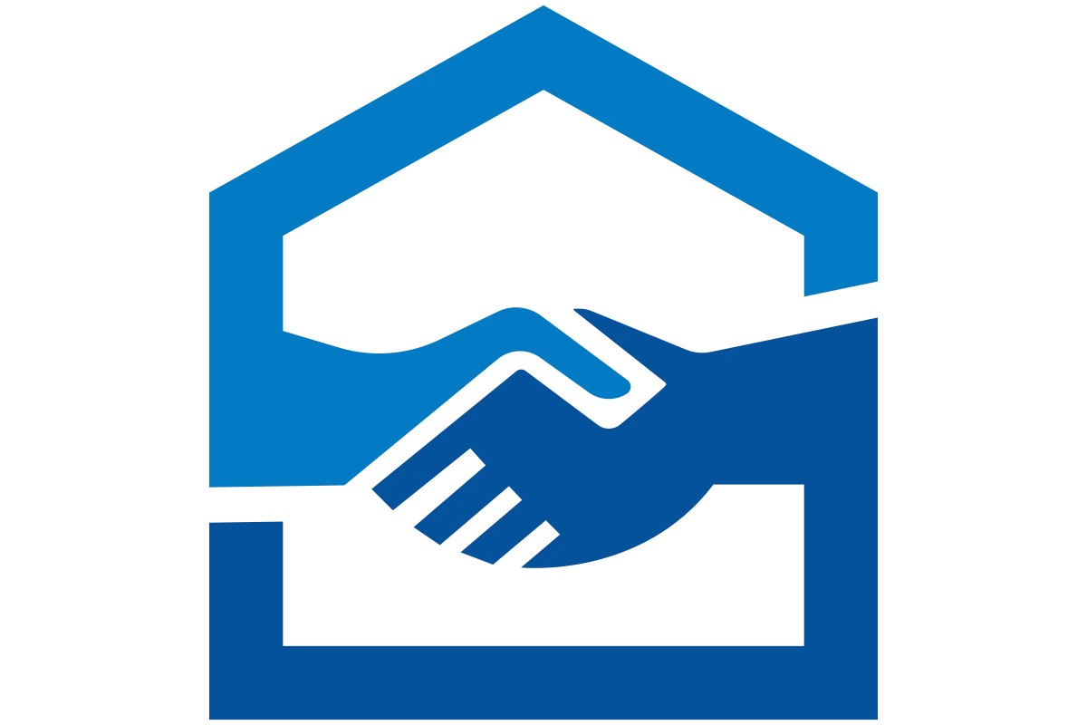 Modern Real Estate Partnership Logo with Handshake Symbol