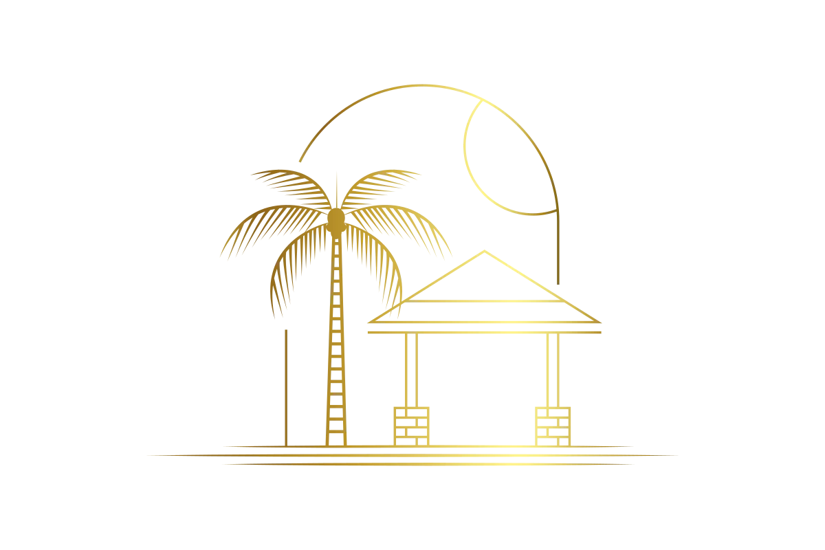 Elegant Tropical Resort Logo with Palm and Hut