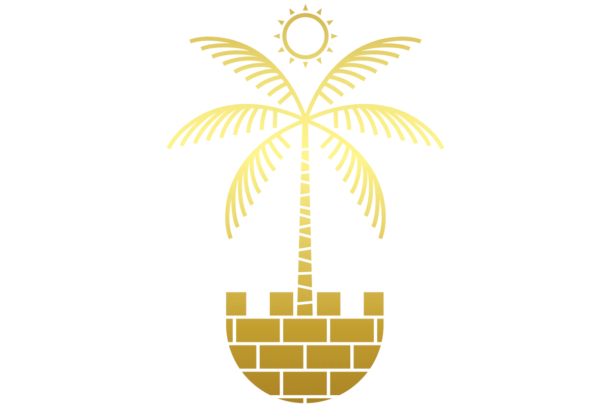 Luxurious Tropical Hotel Logo with Palm Tree and Sun