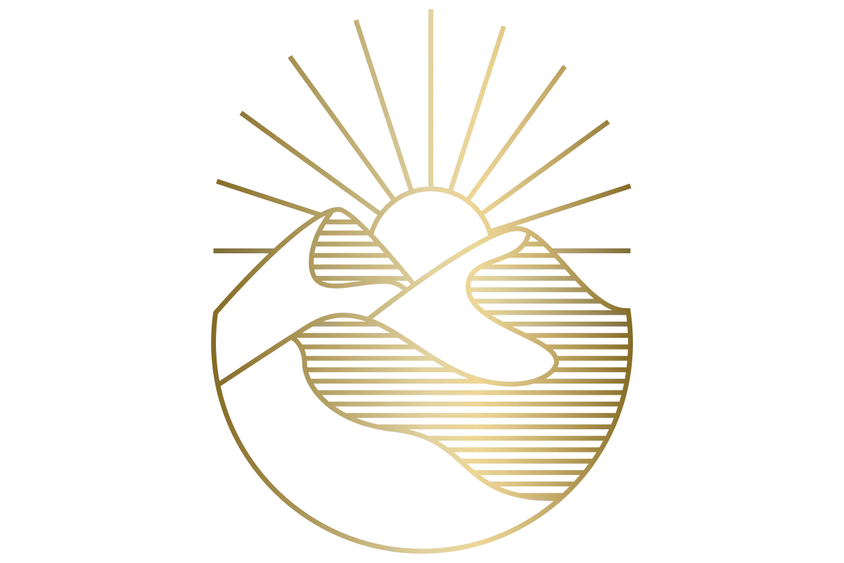 Minimalist Hands Embracing Sunrise - Community Focus