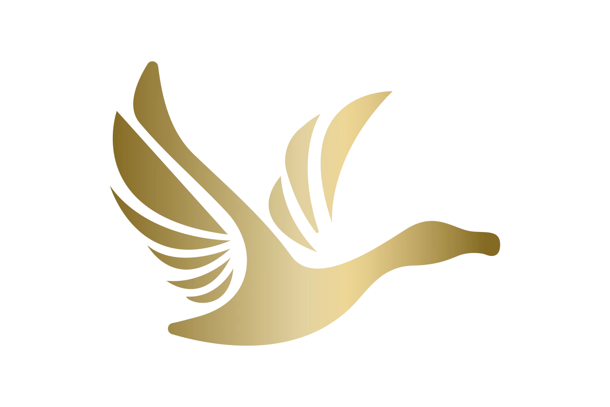 Elegant Gold Flying Bird Logo for Luxury Hotel