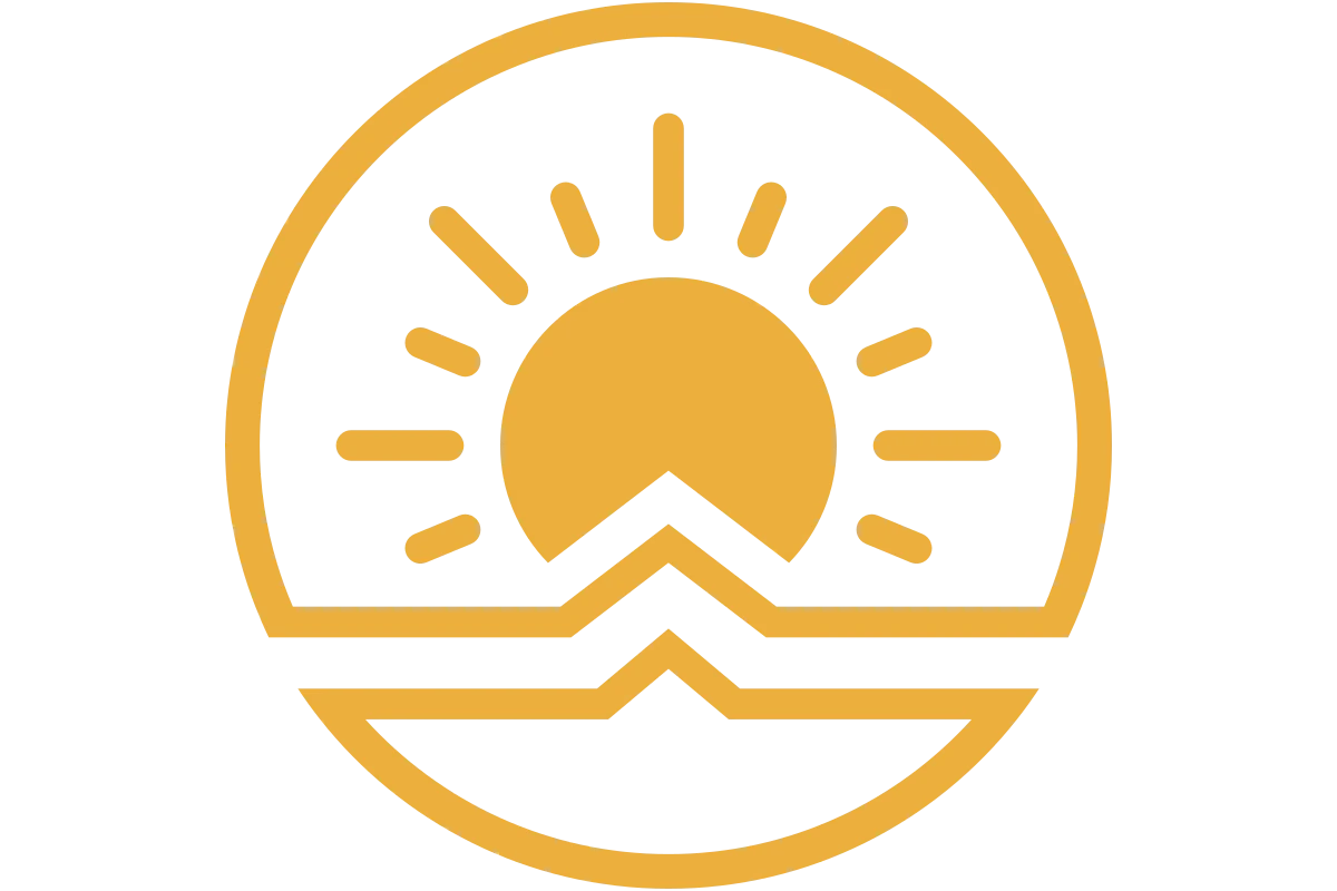 Modern Travel Agency Logo with Sun and Mountains