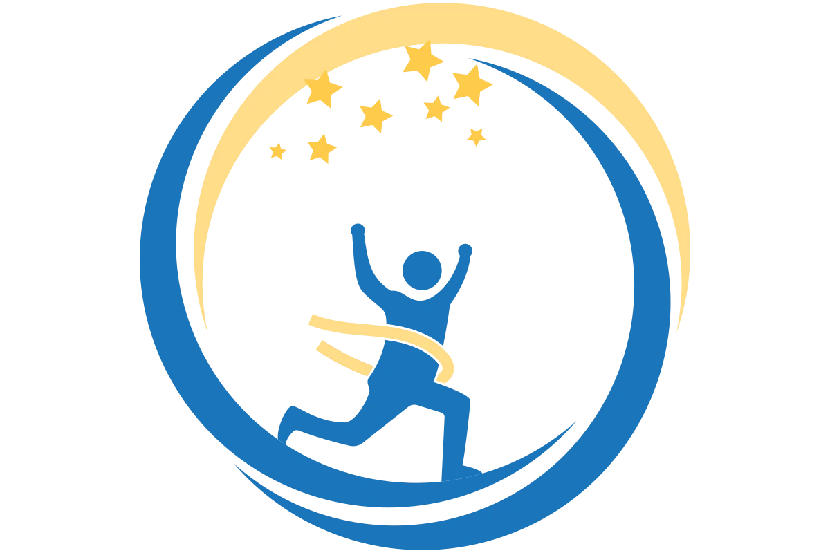 Dynamic Fitness Logo with Stars and Motion Elements