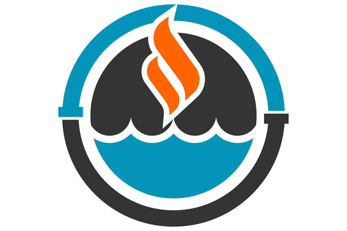 Modern HVAC Service Logo with Flame and Wave Elements