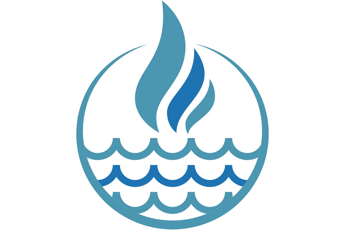 Modern HVAC Logo Featuring Flame and Water Elements