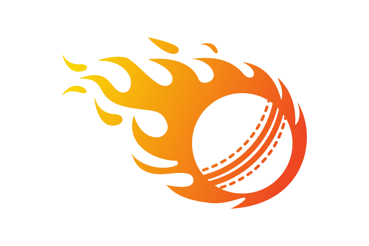Dynamic Sports Logo Featuring a Flaming Cricket Ball
