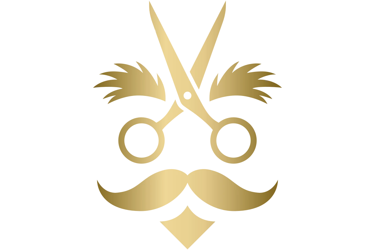 Elegant Barber Shop Mascot: Scissors & Mustache Art