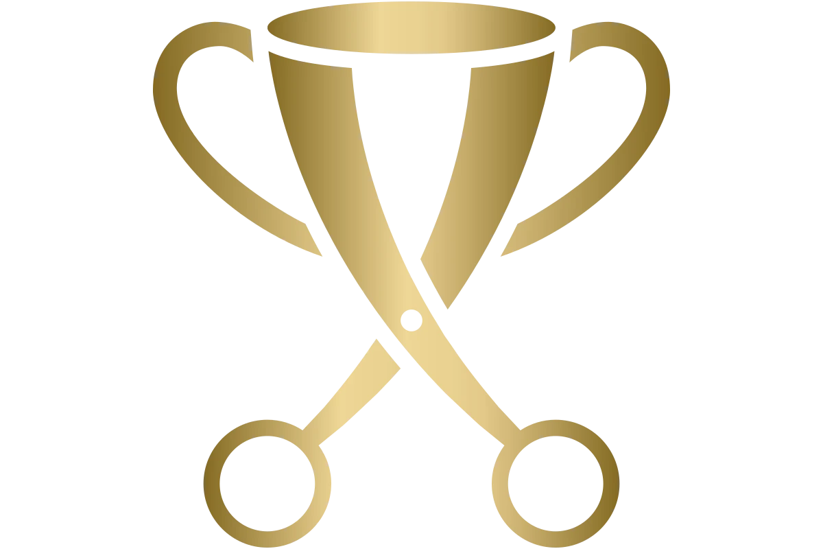 Elegant Award Trophy Scissors Logo for Beauty Salon