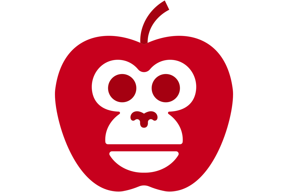 Playful Monkey Apple Logo for Healthy Food Delivery