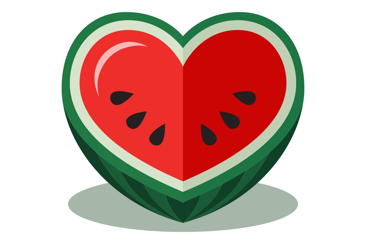 Heart-Shaped Watermelon Illustration for Fresh Summer Snacks
