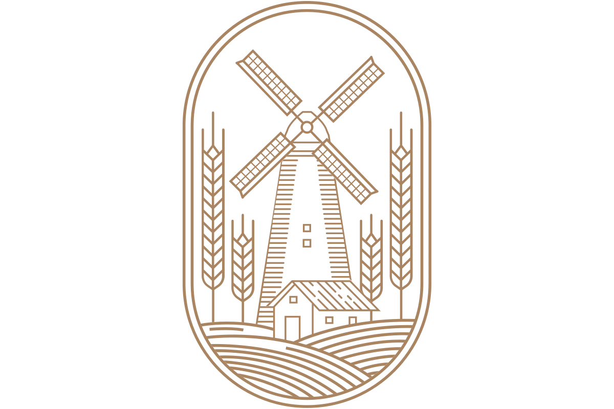 Rustic Windmill and Farmhouse Illustration for Agriculture