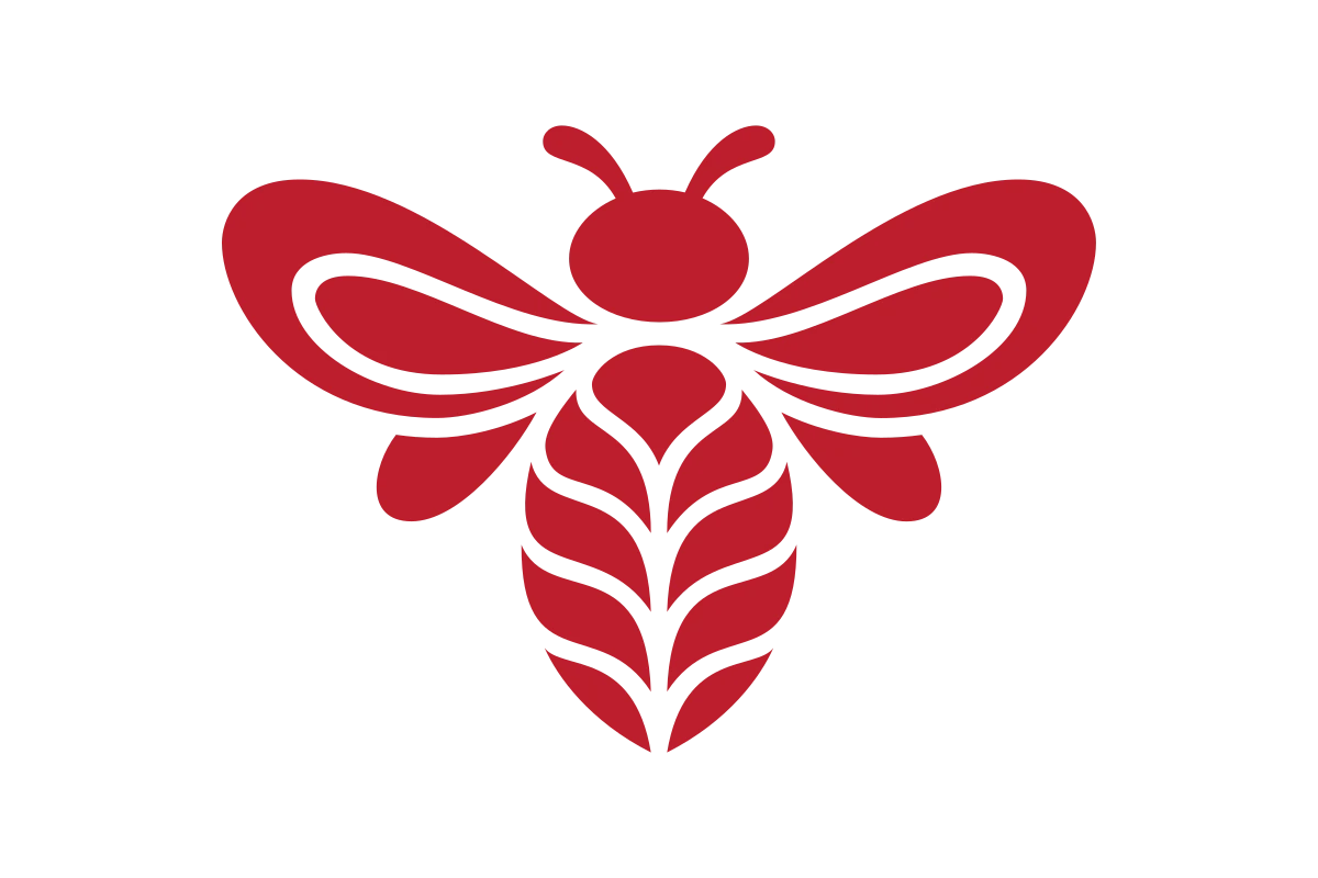 Stylized Red Bee Icon for Sustainable Agriculture