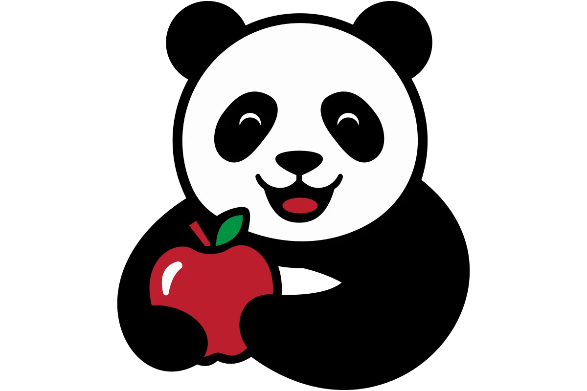 Playful Panda with Apple – A Cute Food Delivery Logo